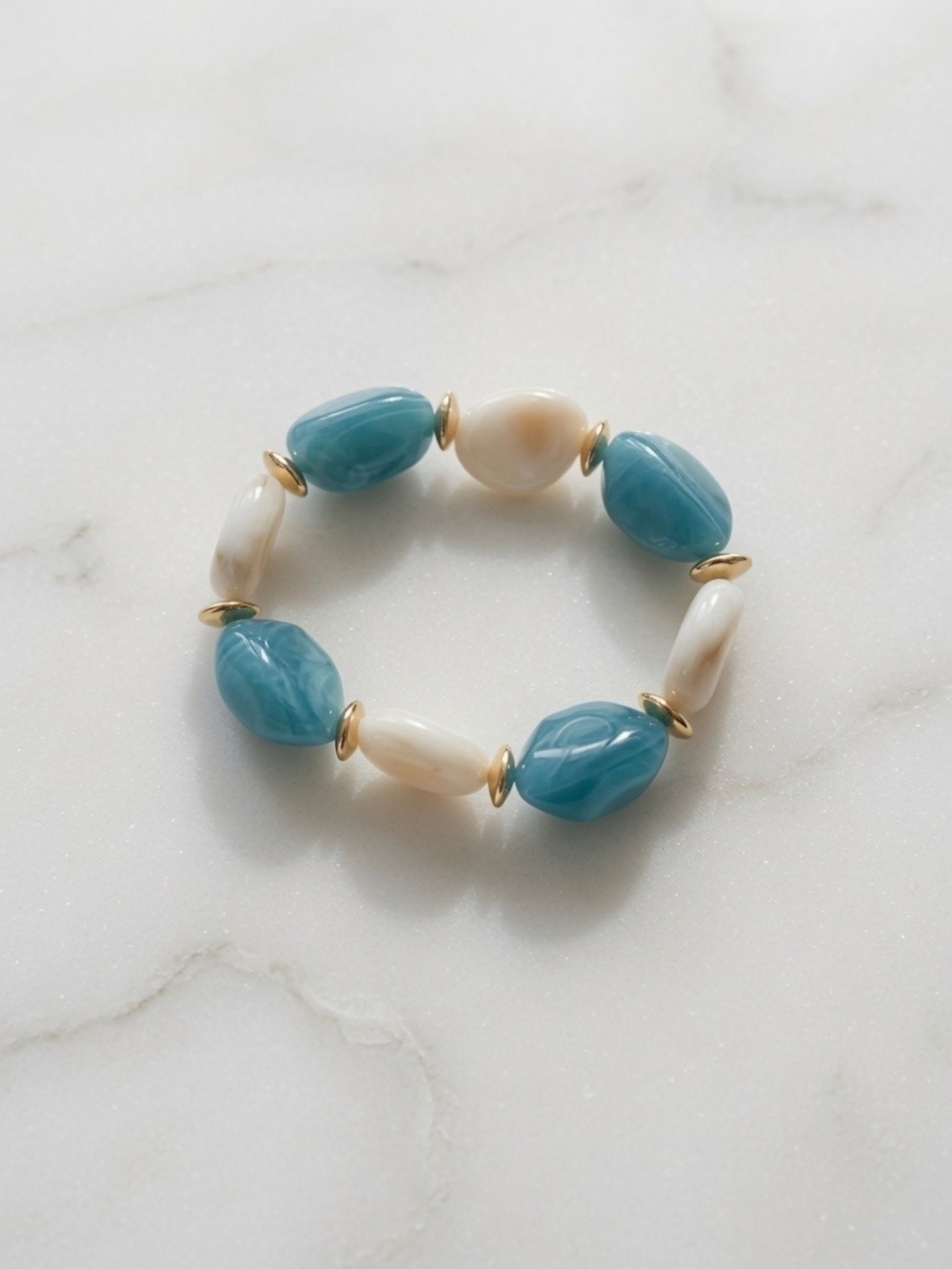 Women’s Simple Geometric Beaded Resin Bracelet – Casual Elastic Bracelet